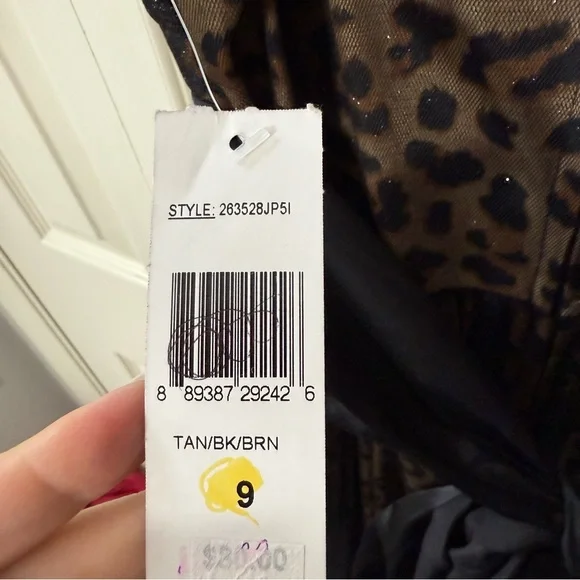 Trixxi Sparkly Layered Leopard Print Formal Dress Spaghetti Strap Womens size 9 - Picture 9 of 10